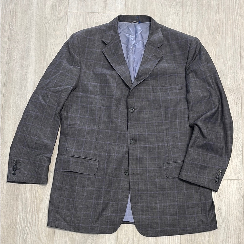 🔥BUNDLESALE Mens Giovanni Elegant Gray & Lavender Plaid Sports Coat Blazer